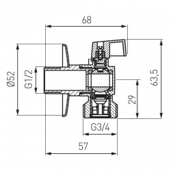 CF3027 - Robinet masina de spalat 1/2"x3/4" sfera si supapa de sens,crom - Img 2