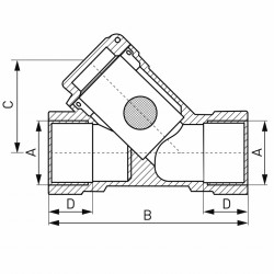 F4G - Filtru Y gaz impuritati din alama 1 1/4" FI-FI - Img 2