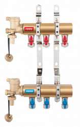 N-RO03S - Distribuitor/colector 1" din alama 3 circuite robineti 16x1/2" pt. teava multistrat - Img 1
