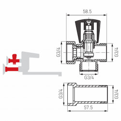 Z250 - Robinet coltar tip ciuperca 3/4" crom racord prelungire , crom - Img 2