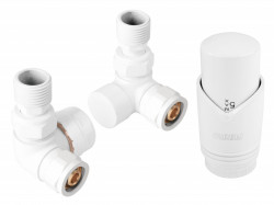 ZTO30WH - Set robineti radiator axiali 1/2" tur termostatic+retur+cap termostat GT30 - Img 1