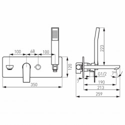 BAQ11P - Algeo Square - baterie incastrata cada/dus set dus inclus - Img 2