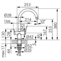 BFT41 - Baterie inalta pentru chiuveta cu apa FILTRATA, crom - Img 2