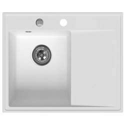 DRGS-L/50/60WH - Chiuvetă bucătărie din granit cu o cuvă și picurător, 50 × 60 cm