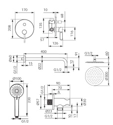 FD1-ZFR-7PSET1-25 - ZAFFIRO, Sistem dus incastrat 6 in 1