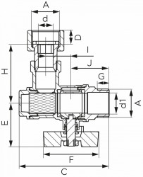 KFMF2SGK - Robinet trecere coltar cu semiolandez si filtru PN10, 3/4" FI-FI - Img 2