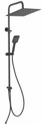 NP48-BL - Set bara dus cu suport culisant, dus fix si para dus mobila Wizard Square Pro, negru - Img 1