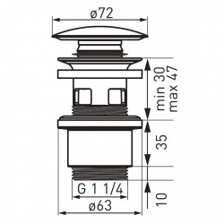 S288PPC - Ventil click-clack dop ceramic alb D1 1/4``, cu preaplin - Img 2