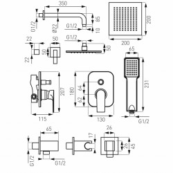 BAQ7P-SET1-S - Algeo Square - sistem dus incastrat - Img 2