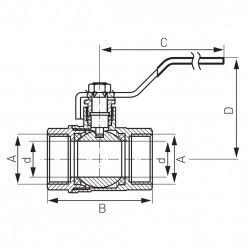 KP7 - Robinet trecere din alama pt. apa PN25, 2 1/2" FI-FI sfera si maneta - Img 2
