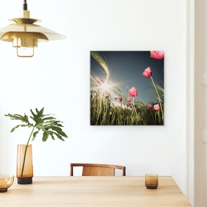 Tablou canvas - A Venit Vara, Floare, Maci, Rosu, Lunca, Soare, 90 x 90 cm - Img 4