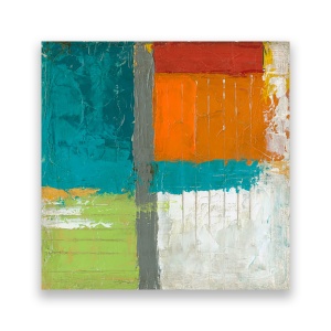 Tablou Canvas - Abstract, Multicolor, Portocaliu-Albastru, 60 x 60 cm