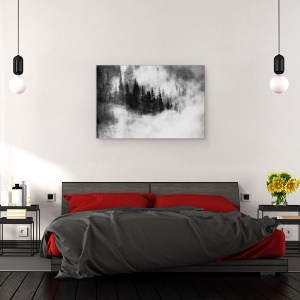 Tablou canvas - Agharta, Ceata, Padure, Polonia, Peisaj, Alb-Negru, 60 x 90 cm - Img 3
