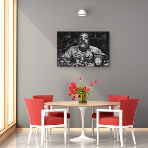 Tablou canvas - Alb-Negru, Portret, Alb-Negru, Mustata, Ceas, 80 x 120 cm - Img 4