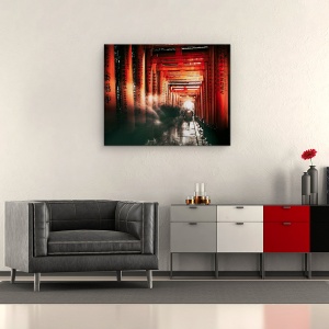 Tablou canvas - Altarul Fushimi Inari, Fantoma, Rosu, Japonia, 60 x 75 cm - Img 2