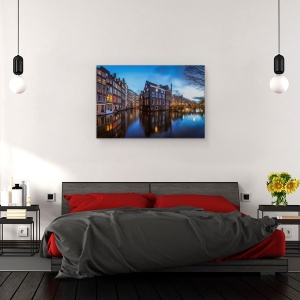 Tablou canvas - Amsterdam Albastru, Amsterdam, Olanda, Olanda, Canale, Case, 60 x 90 cm - Img 3