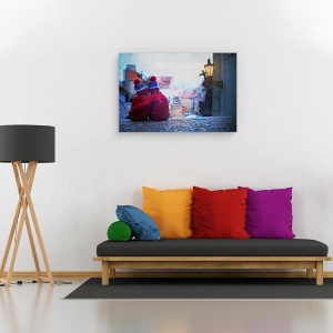 Tablou canvas - Amurg, Prietenie, Strada, Peisaj Urban, Oras, Ninsoare, 40 x 60 cm - Img 2