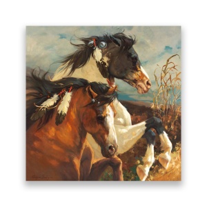 Tablou Canvas - Animal, Cai, Indian, Salbatic, Pana, 60 x 60 cm