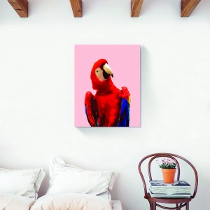 Tablou decorativ papagal colorat pe canvas 60x75 cm