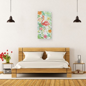 Tablou canvas - Animale, Flori, Flamingo, Pictura, 50 x 100 cm - Img 3