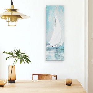 Tablou canvas - Apa, Barca Cu Panze Albe, Pictura, 30 x 90 cm - Img 4