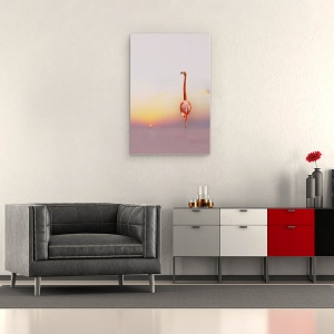 Tablou canvas - Apus De Soare, Flamingo, Soare, Roz, Rosu, Pastel, 60 x 90 cm - Img 2