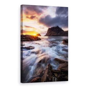 Tablou canvas - Apus Pe Coasta De Nord, Soare, Apus De Soare, Flux, Curge, Stanca, 40 x 60 cm