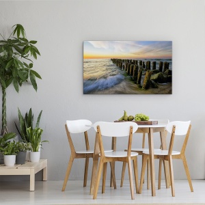 Tablou canvas - Apus, Peisaj, Baltic, Mare, Dig, Debarcader, 50 x 80 cm - Img 4