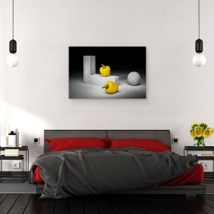 Tablou canvas - Ardei Galbeni, Piper, Geometric, Bucatarie, Natura Moarta, 80 x 120 cm - Img 3