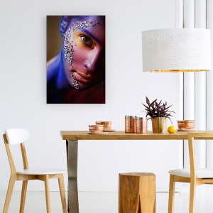 Tablou Canvas - Aschii, Portret, Fata, Ochi, Machiaj, Diamante, 60 x 90 cm - Img 4