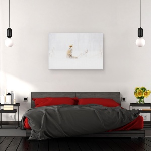 Tablou canvas - Asteptand, Vulpe, Iarna, Padure, Zapada, Rece, 80 x 120 cm - Img 3