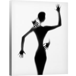 Tablou decorativ modern living pe canvas cu siluetă grafică și contrast al mâinilor