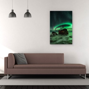 Tablou Canvas - Aurora, Uttakleiv, Aurora, Borealis, Lofoten, Norvegia, Uttakleiv, 60 x 90 cm - Img 2