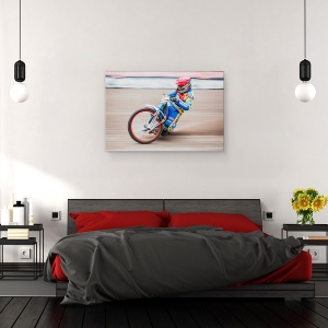 Tablou canvas - Autostrada, Actiune, Pista de Curse, Motocicleta, Casca, Viteza, Rapid, 40 x 60 cm - Img 3