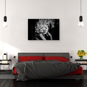 Tablou canvas - Baiat, Suri, Ethiopia, Alb-Negru, Baiat, Originar, Indigene, 60 x 90 cm - Img 3