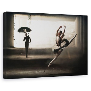 Tablou canvas - Balerini Pe Strada, Performanta, Umbrela, Salt, Gravitatie, 40 x 60 cm