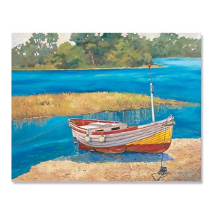Tablou Canvas - Barca pescuit, Rau, Vara, 60 x 80 cm