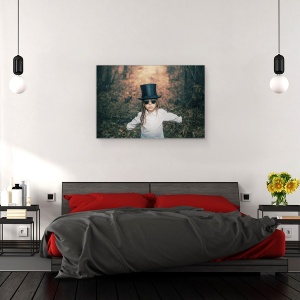 Tablou canvas - Brate Deschise, Palarie, Ochelari, Padure, Toamna, 40 x 60 cm - Img 3