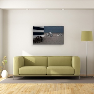 Tablou canvas - Cabina Albastra, Plaja, Cabin, Belgia, 50 x 80 cm - Img 2