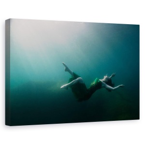 Tablou canvas - Caderea Frumusetii, Fata, Sub Apa, Verde, Toamna, Stare De Spirit, 40 x 60 cm