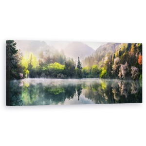 Tablou canvas - Calmul Diminetii, Ceata, Reflectie, Lumina, Floare, 30 x 90 cm