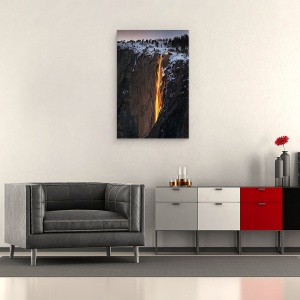 Tablou canvas - Cascada De Foc, Yosemite, Licurici, Elcapitan, Munti, 60 x 90 cm - Img 2