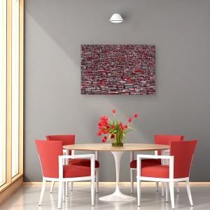 Tablou canvas - Case Rosii, Rosu, Case, Aglomerat, Strans, Haos, 40 x 60 cm - Img 4