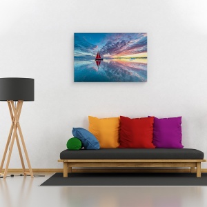 Tablou canvas - Cer De Foc In Groenlanda, Rosu, Navigare, Diskobay, Vis, 80 x 120 cm - Img 2