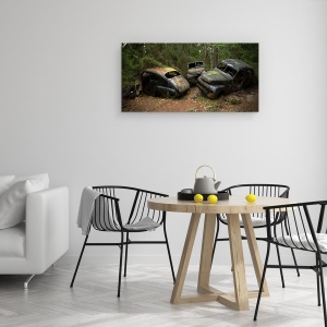 Tablou canvas - Cimitirul De Masini Din Padure, Vechi, Lemn, 50 x 100 cm - Img 4