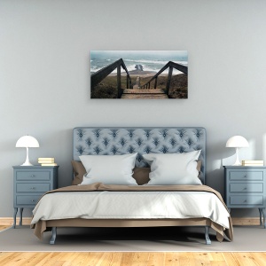 Tablou canvas - Coasta De Vest, Danemarca, Iutlanda, Scari, Valuri, Ceata, 50 x 100 cm - Img 3