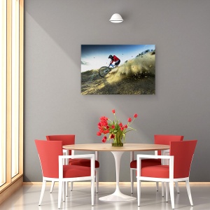 Tablou canvas - Coborare, Bicicleta, Actiune, Mountainbike, Panta, 60 x 90 cm - Img 4