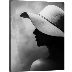 Tablou canvas - Contrast, Portret, Profil, Anonim, sapca, Alb-Negru, Femeie, 60 x 75 cm