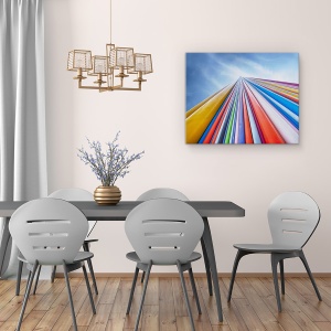 Tablou canvas - Curcubeu Dintr-Un Nor, Paris, Culoare, Grinzi, 60 x 75 cm - Img 4