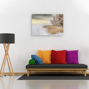 Tablou canvas - Dimineata Cetoasa De Iarna, Peisaj, Rasarit De Soare, Inghet, 60 x 90 cm - Img 2